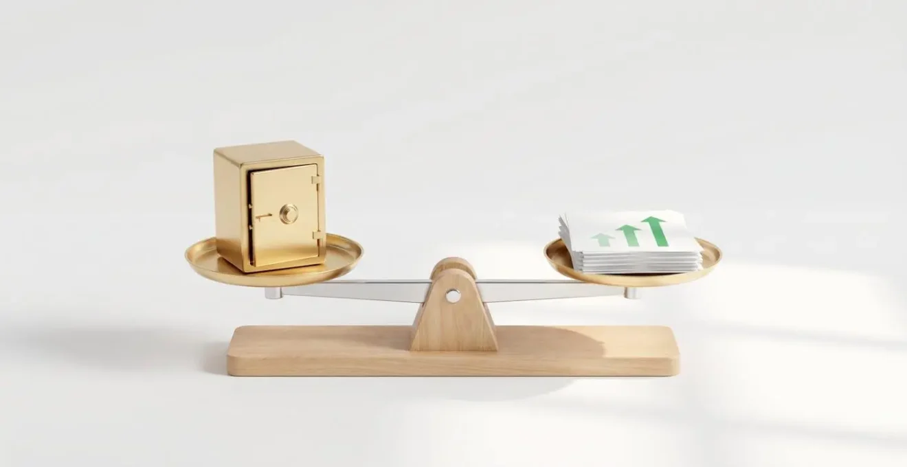 Balance en équilibre avec un coffre-fort d